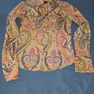 Lands' End Multicolor Paisley Button Down Shirt